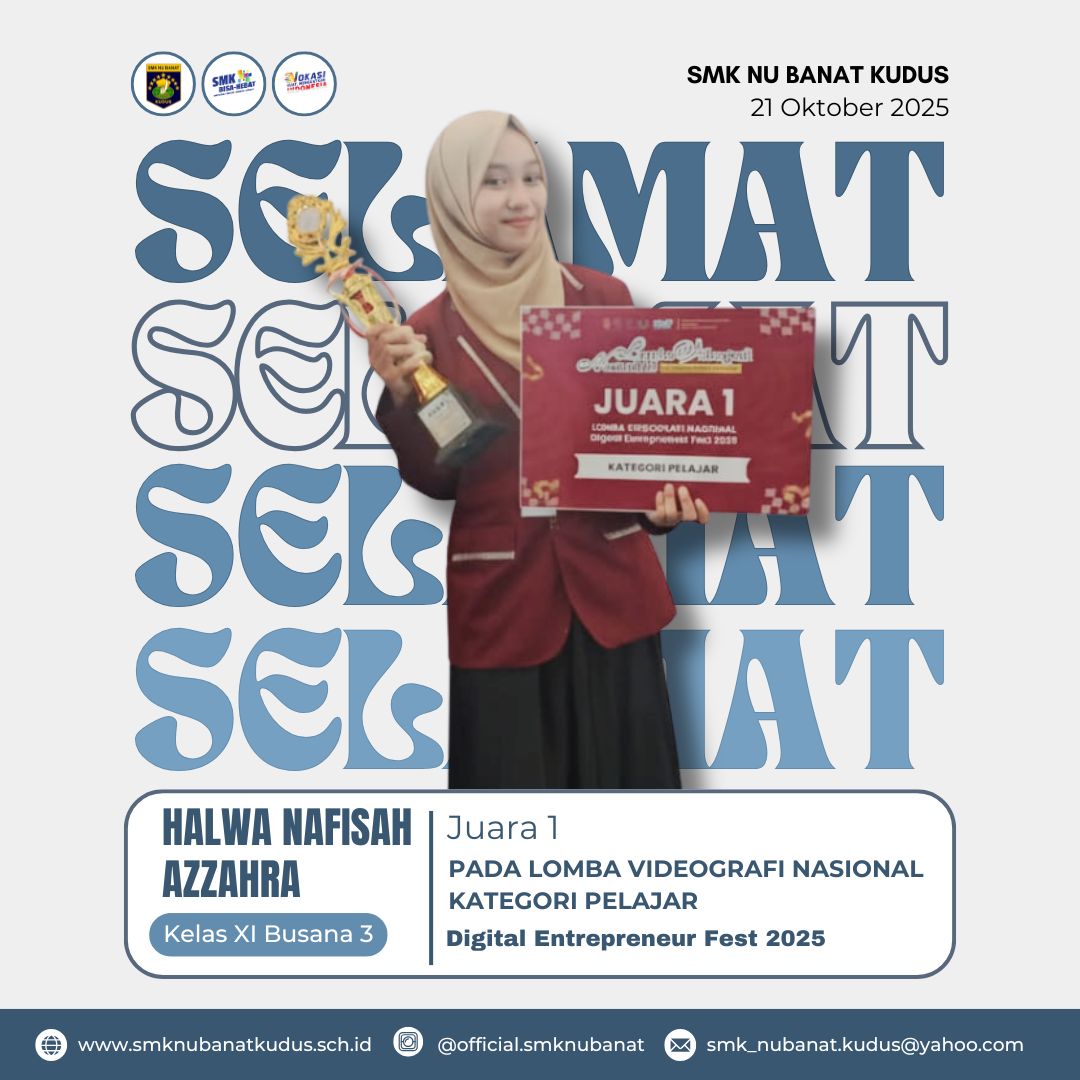 Juara 1 pada Lomba Videografi Nasional kategori pelajar Digital Entrepreneur Fest 2025	