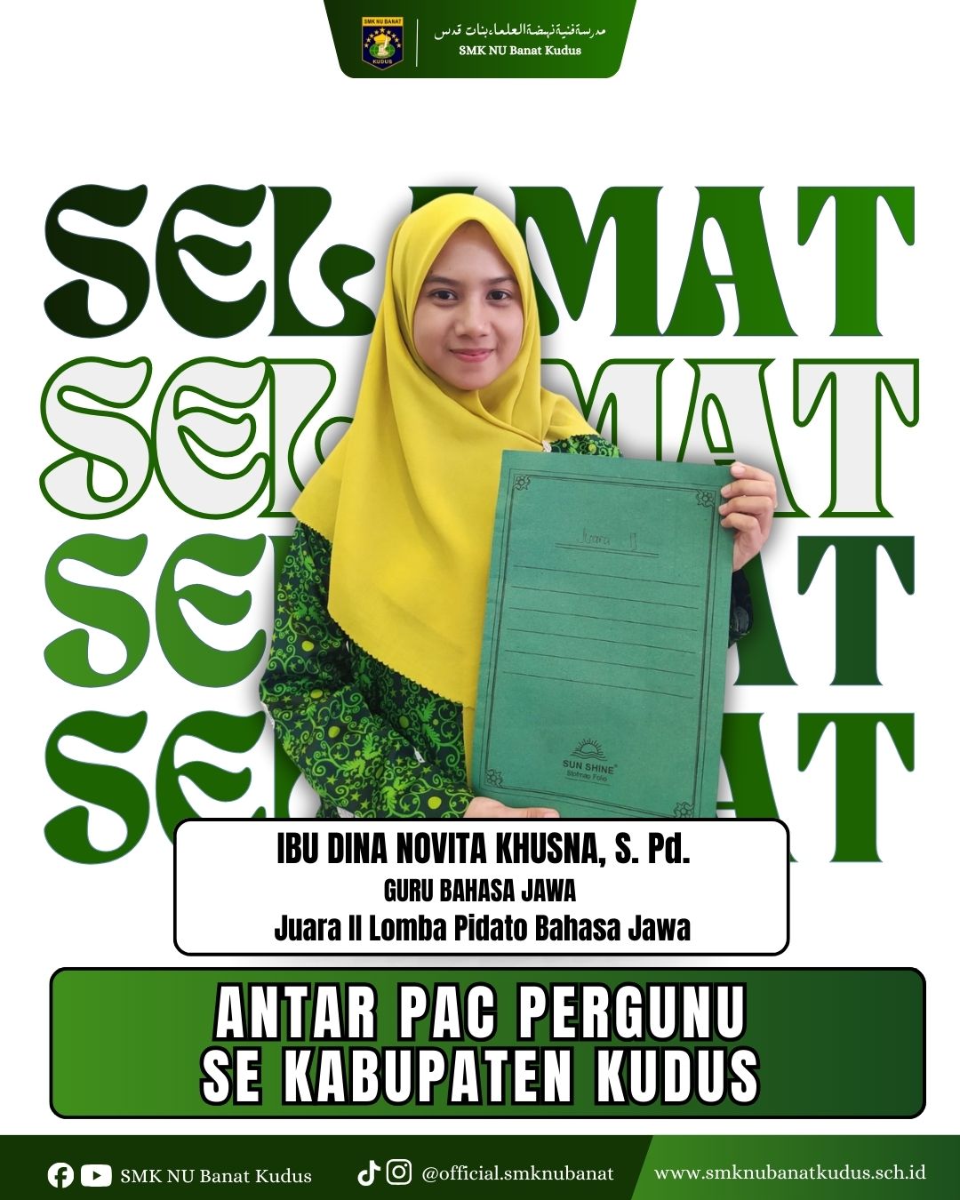 IBU DINA NOVITA KHUSNA, S. Pd. Juara II Lomba Pidato Bahasa Jawa